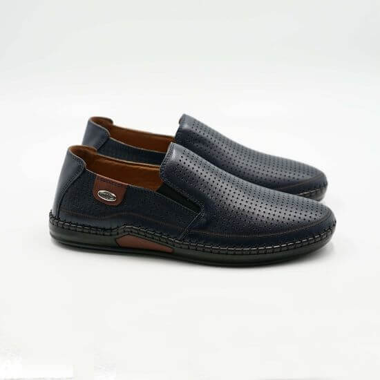 Mocasini bărbați din piele naturala 6573 bleumarin | Paul Style