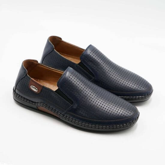 Mocasini bărbați din piele naturala 6573 bleumarin | Paul Style