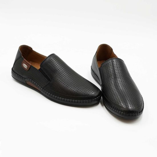 Mocasini bărbați din piele naturala 6573 negru by PaulStyle