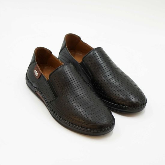 Mocasini bărbați din piele naturala 6573 negru by PaulStyle