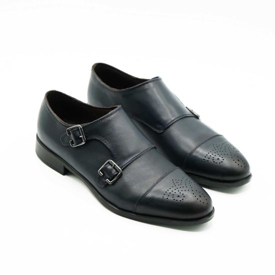 Pantofi eleganți bărbați din piele naturală 352 NEGRU / BLEUMARIN | Paul Style