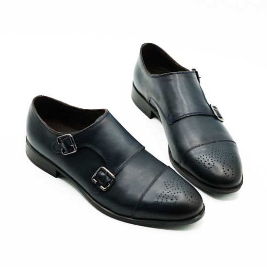 Pantofi eleganți bărbați din piele naturală 352 NEGRU / BLEUMARIN | Paul Style