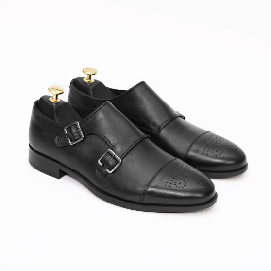 Pantofi eleganți bărbați din piele naturală 352 NEGRU / BLEUMARIN | Paul Style