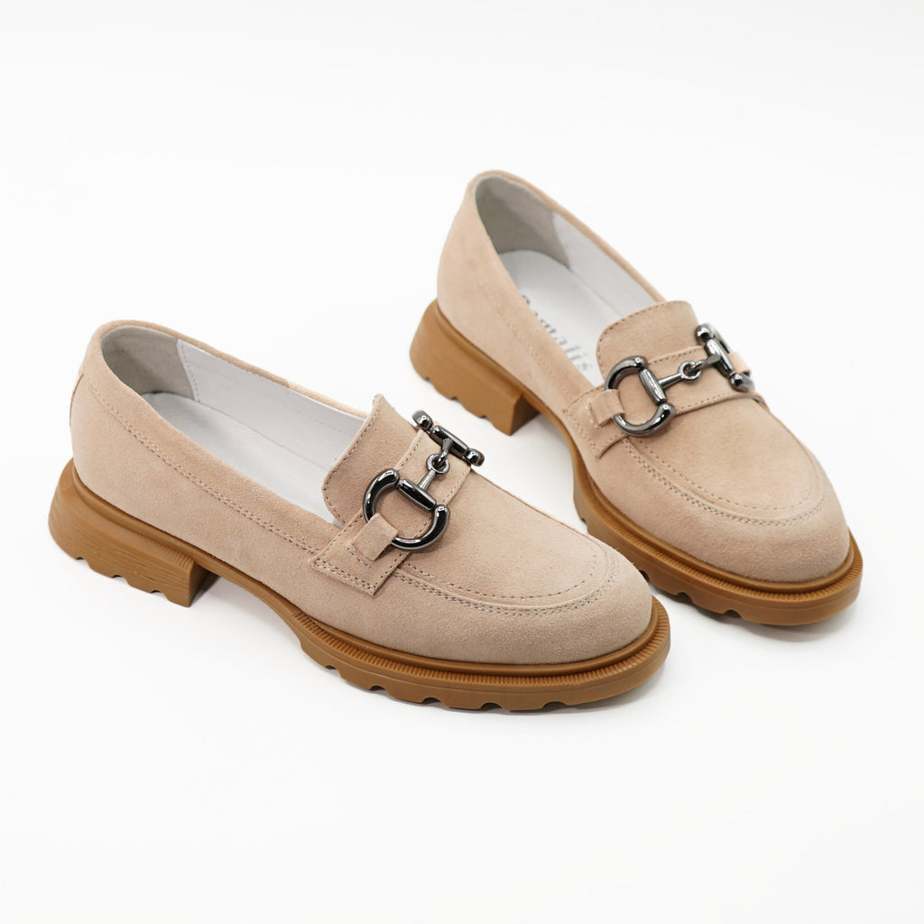 Mocasini damă din piele naturală roz-pudra 130 | Paul Style