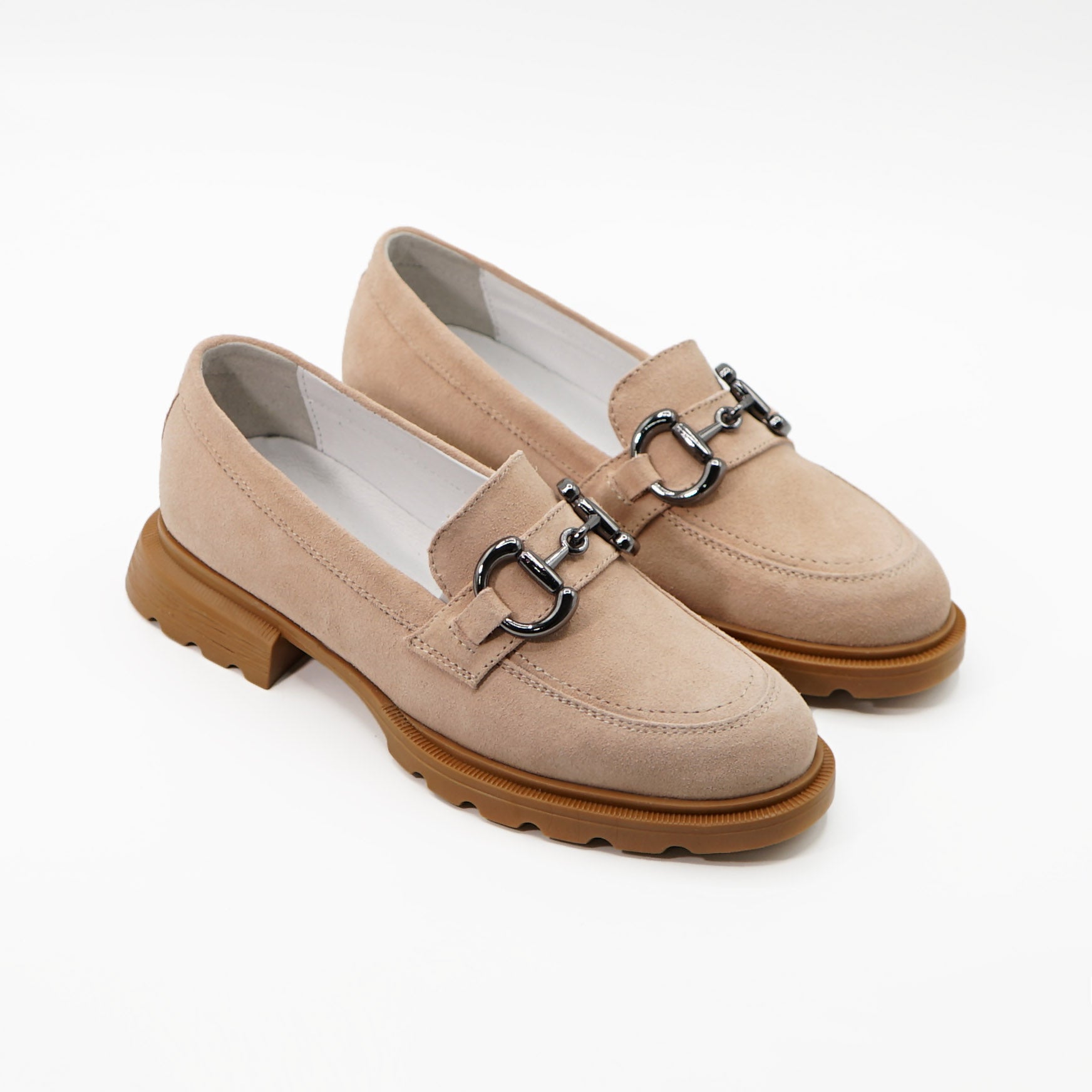 Mocasini damă din piele naturală roz-pudra 130 | Paul Style