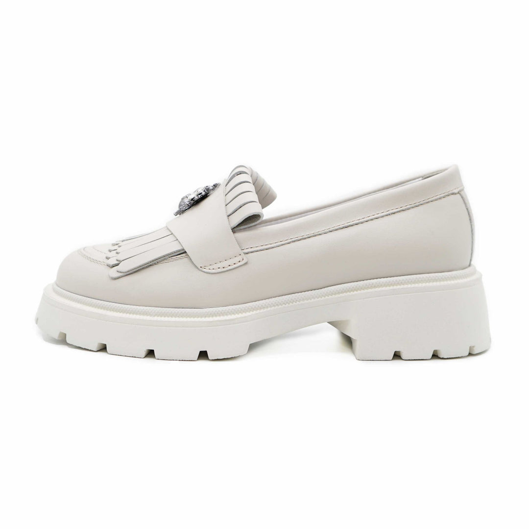 Mocasini dama alb-natur, 131, din piele naturala by PaulStyle