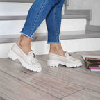 Mocasini dama alb-natur, 131, din piele naturala | Paul Style