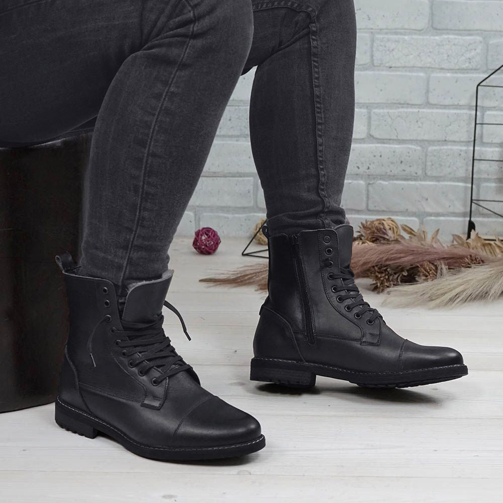 Ghete Barbati din Piele Naturala, Culoare negru, Cod 900 | Paul Style