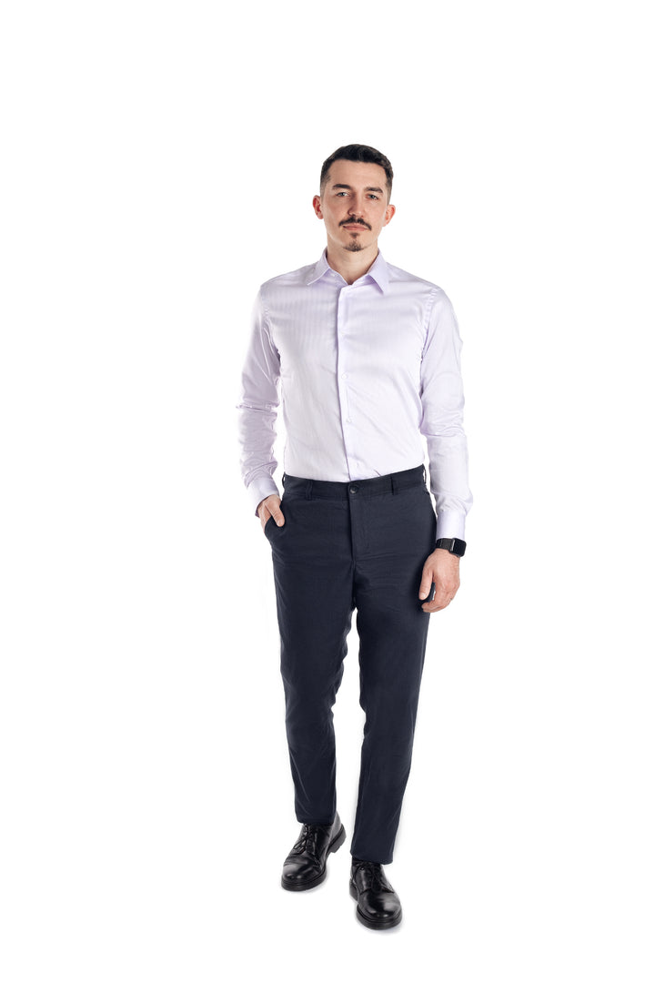 Pantaloni chinos bleumarin cu dungi - cod 18