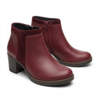 Botine dama visiniu, Merry001, din piele naturala