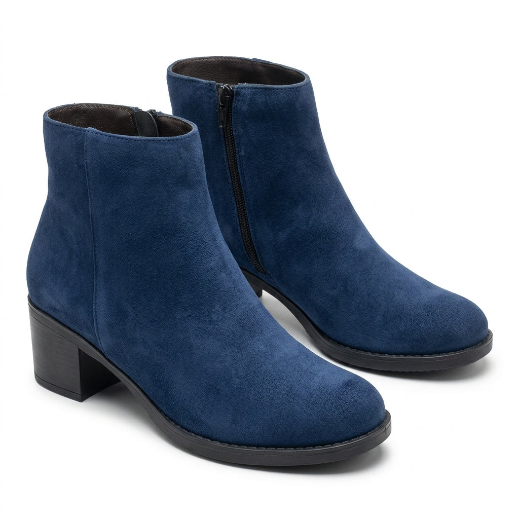 Botine dama bleumarin, Galaxy-002, din piele naturala
