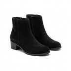 Botine dama negru-velur, Galaxy-002, din piele naturala