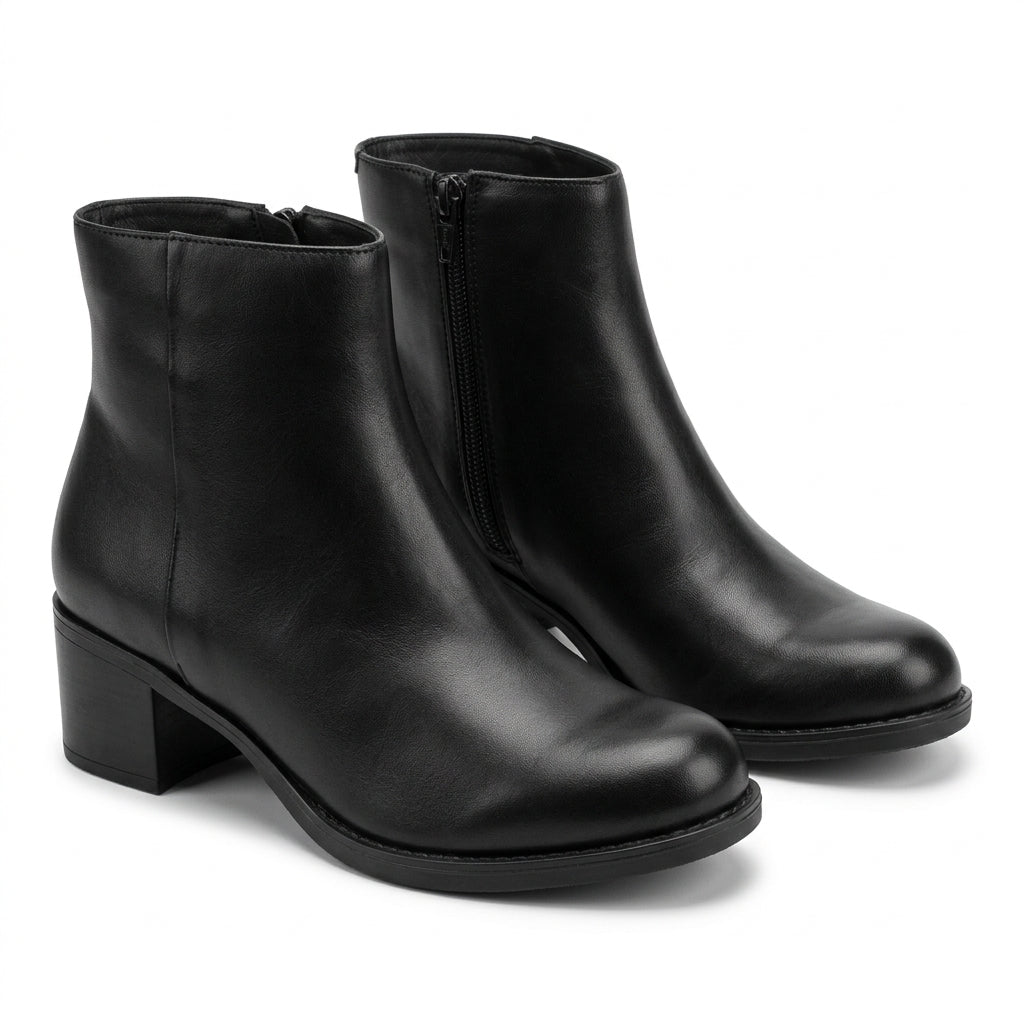 Botine dama negru, Galaxy-002, din piele naturala