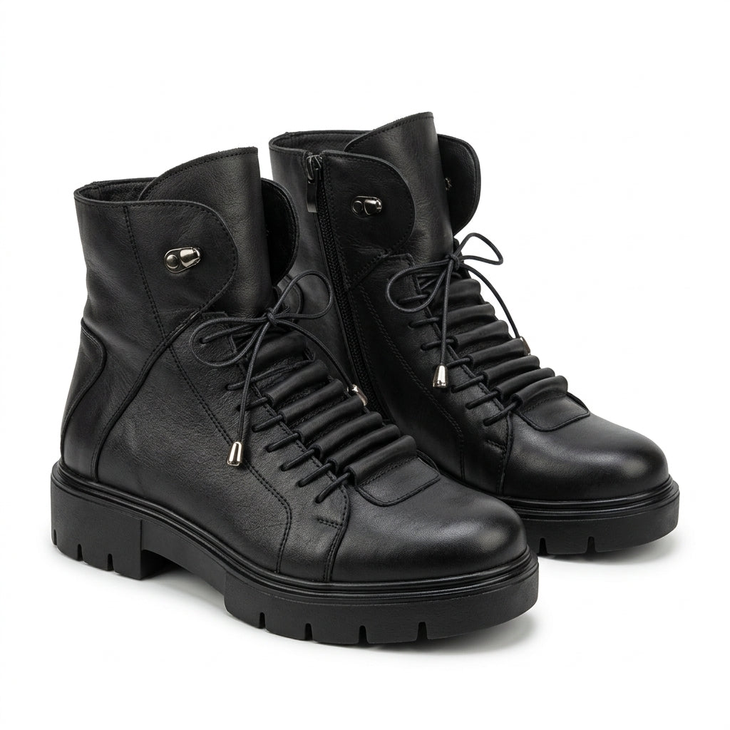 Ghete dama negru, A-914-1, din piele naturala
