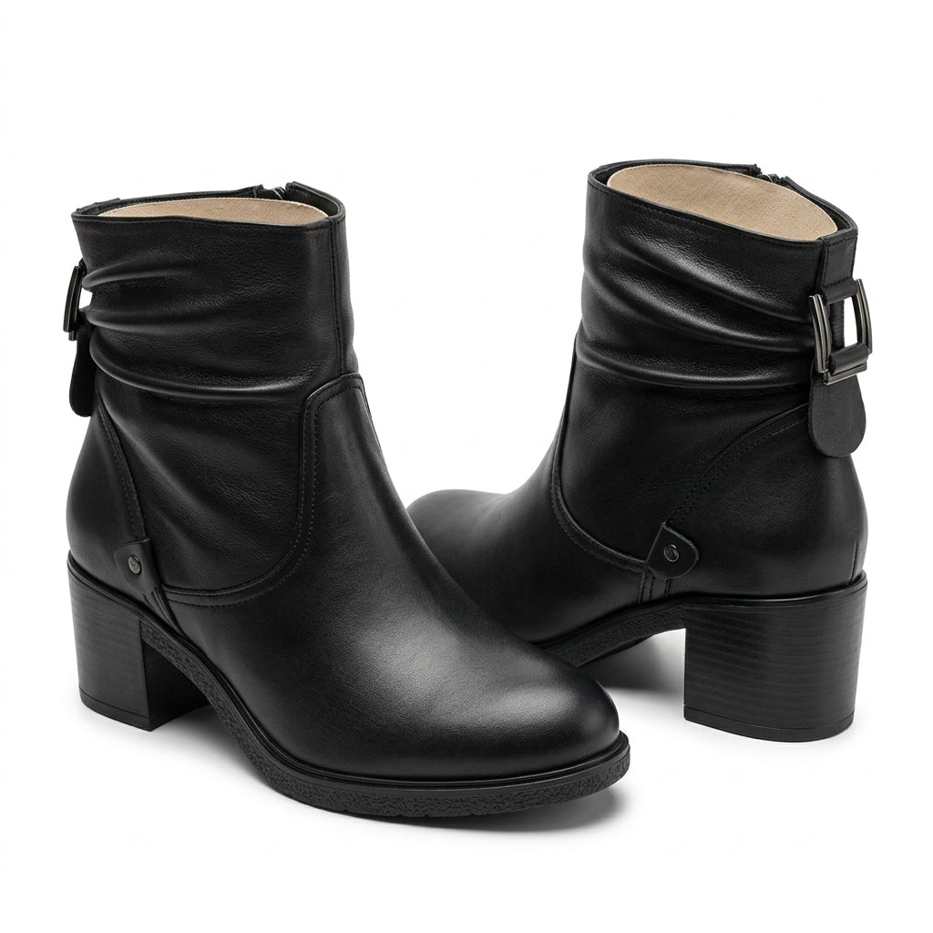 Botine dama negru, A-913, din piele naturala