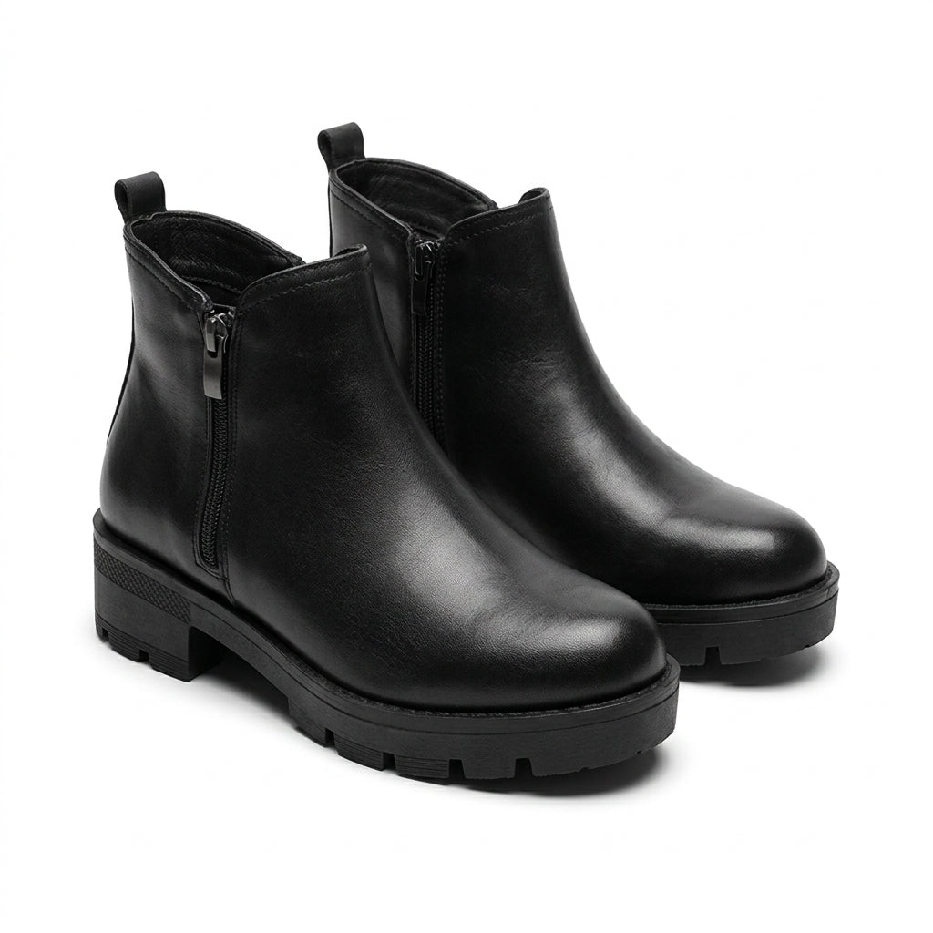 Ghete dama negru, A-935, din piele naturala