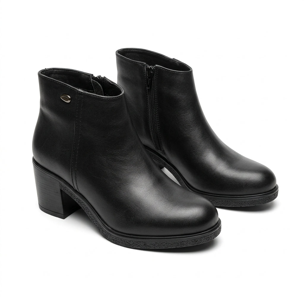Botine dama negru, A-902, din piele naturala