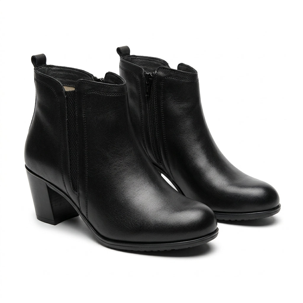 Botine dama negru, A-802, din piele naturala