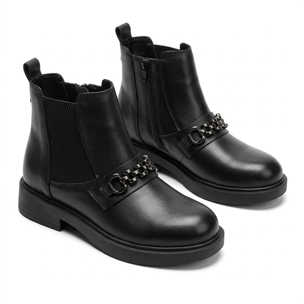 Ghete dama negru, A-940-1, din piele naturala