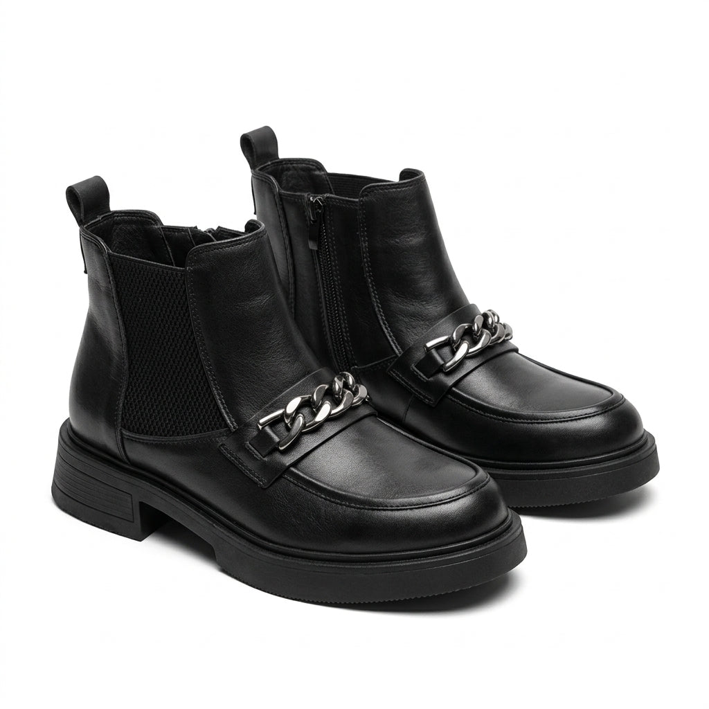 Ghete dama negru, A-940, din piele naturala