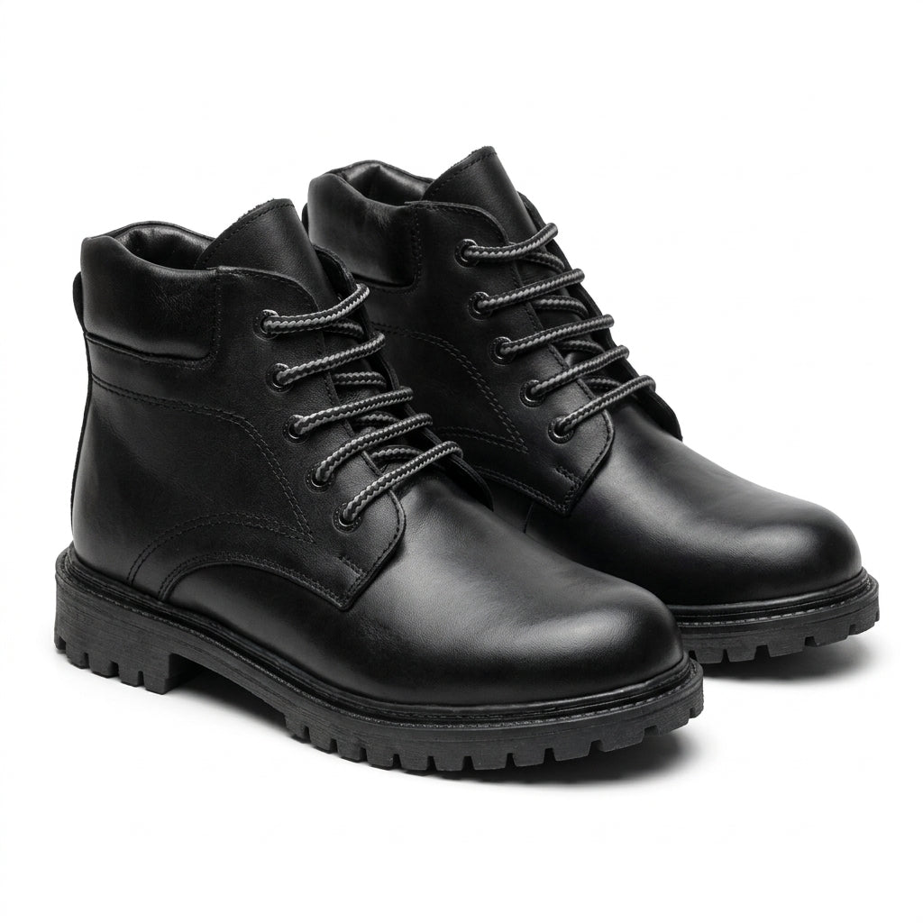 Bocanci barbati din piele naturală, A-433, negru