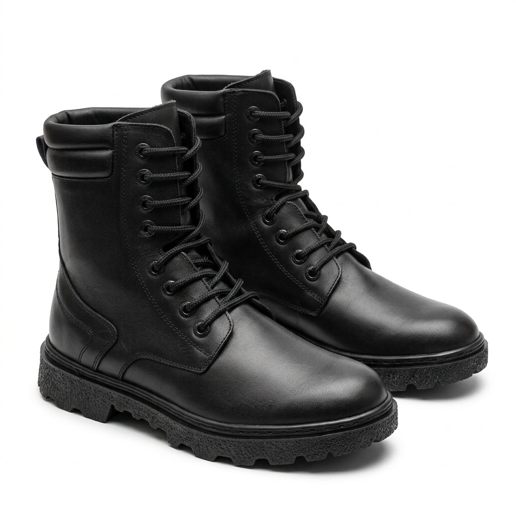 Bocanci barbati din piele naturală, A-434, negru