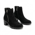 Botine dama negru-velur, Athena-32, din piele naturala