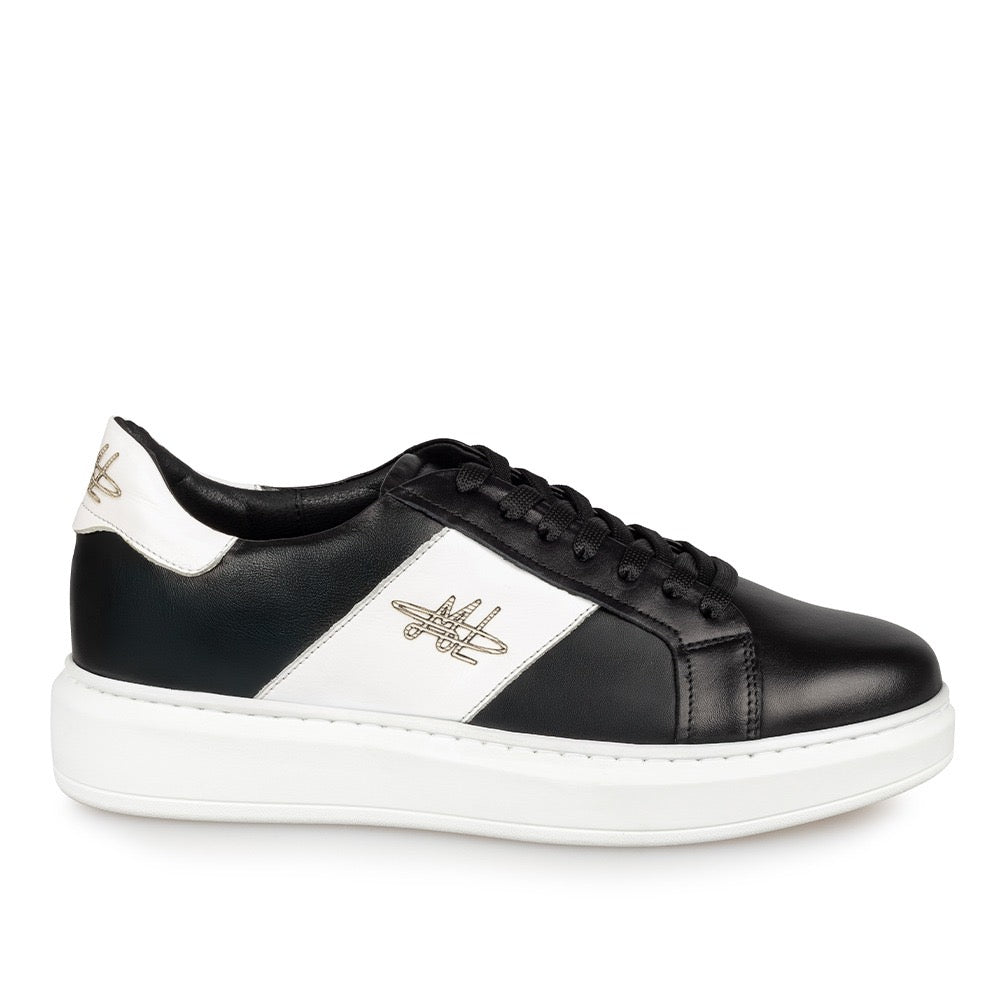 Adidasi barbati din piele naturală, M-102, negru-alb TALBA