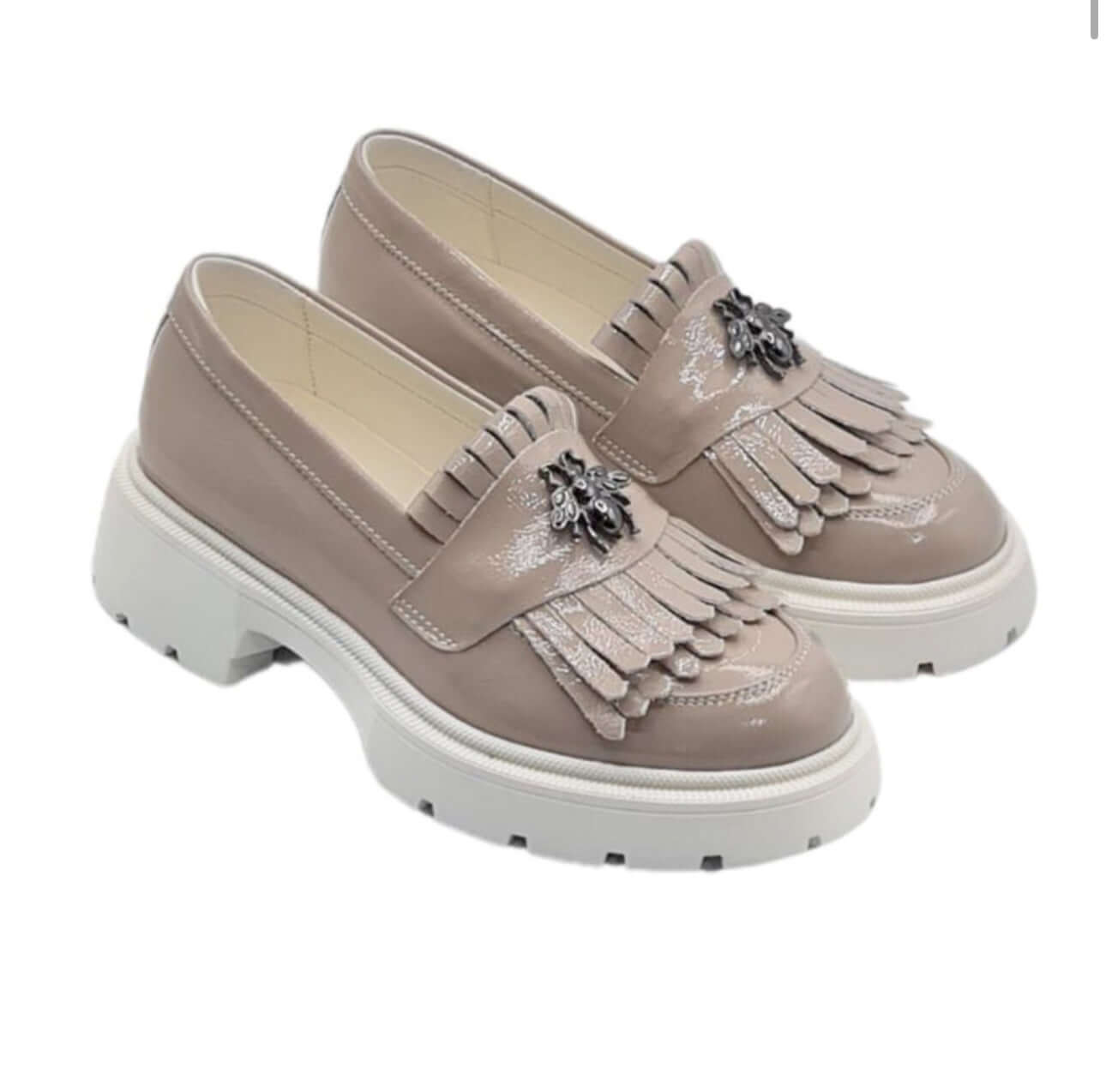 Mocasini dama nude-lac, 131, din piele naturala | Paul Style