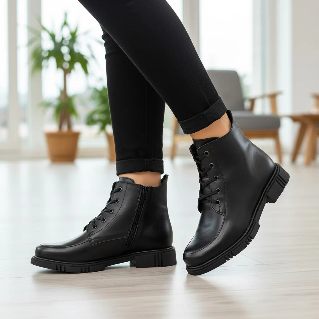 Ghete Dama din Piele Naturala, Culoare negru, Cod 740