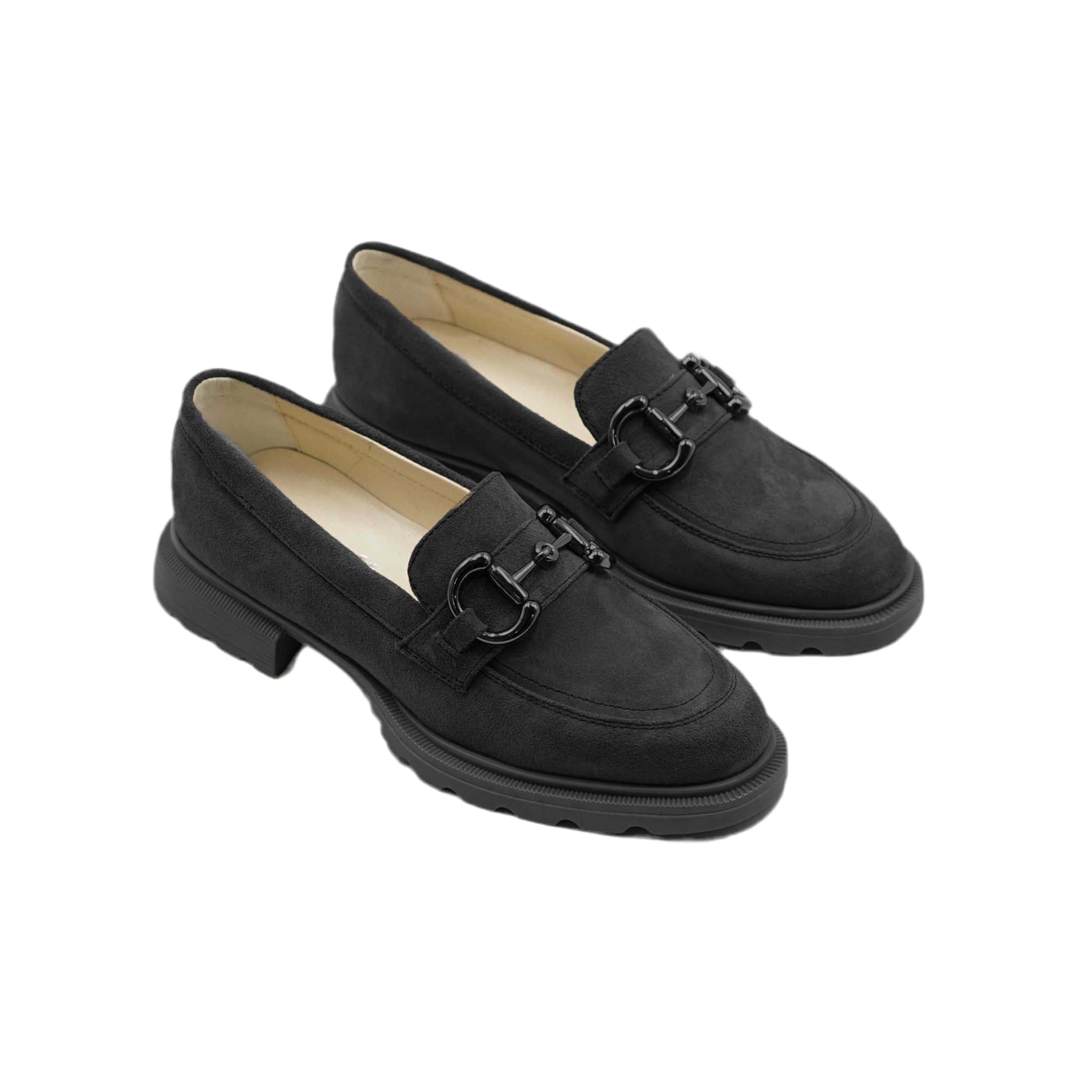 Mocasini damă din piele naturală negru velur 130 by PaulStyle