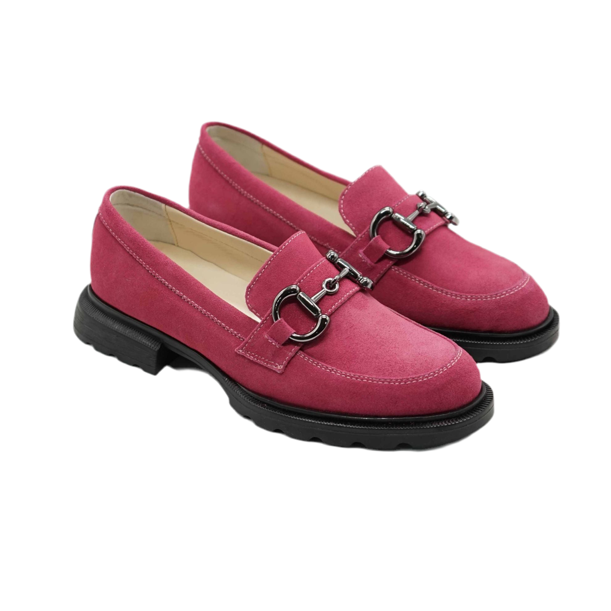Mocasini damă din piele naturală magenta 130 | Paul Style