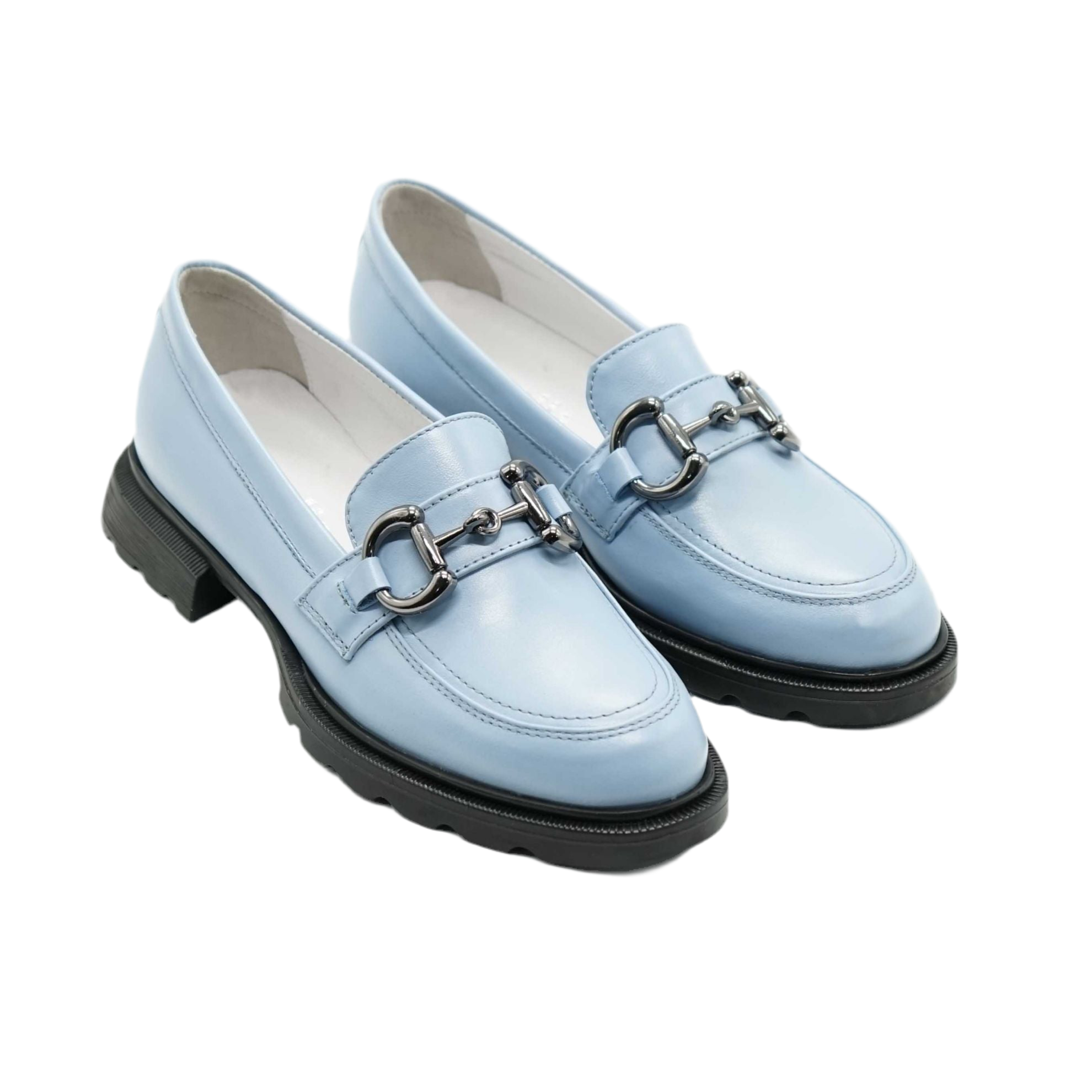 Mocasini damă din piele naturală albastri 130 | Paul Style