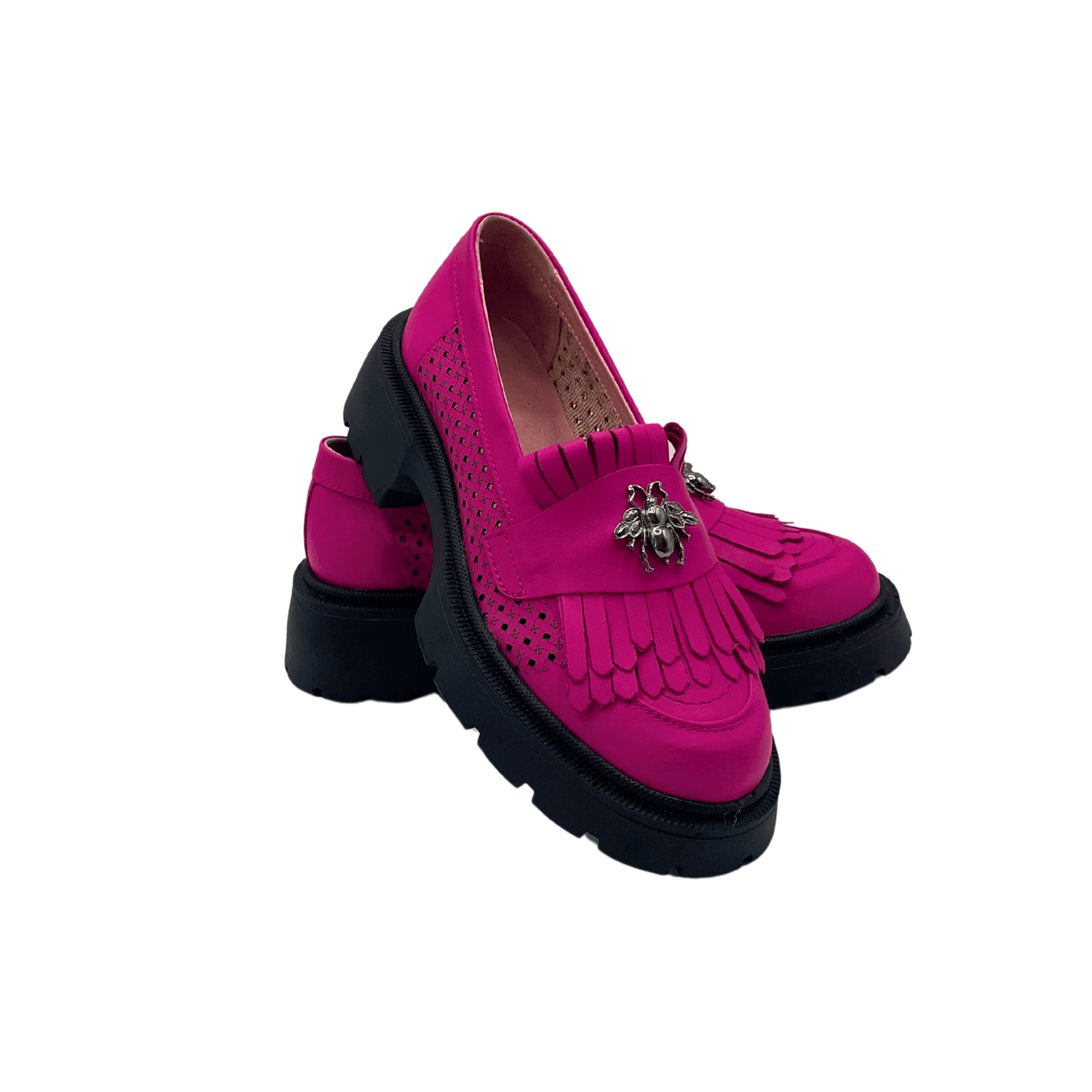 Mocasini dama magenta, 131, din piele naturala perforata cu laserul | Paul Style