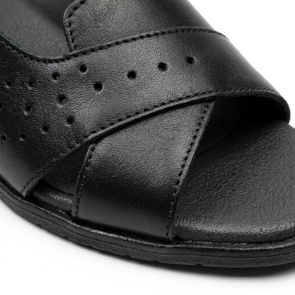 Sandale dama negru, R-702, din piele naturala