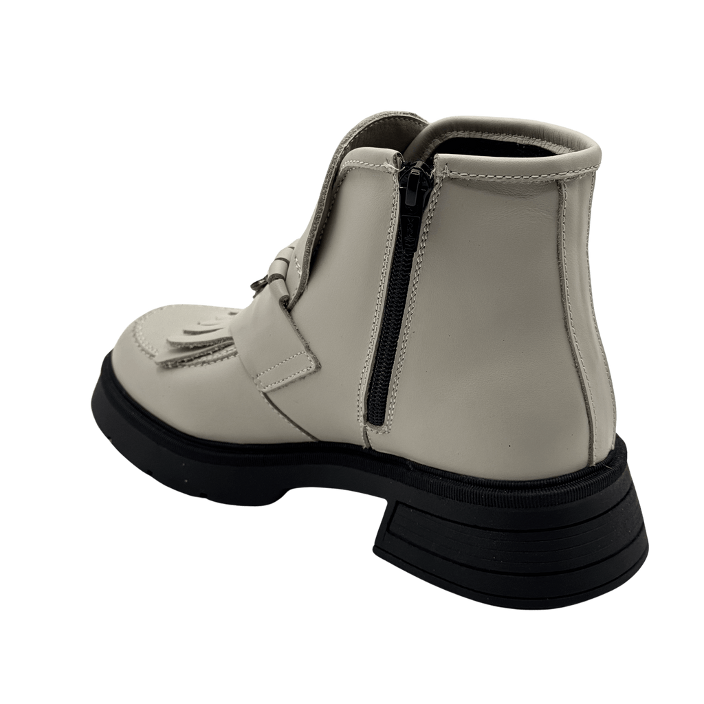 Ghete Dama din Piele Naturala, Culoare alb-natur, Cod 743 | Paul Style