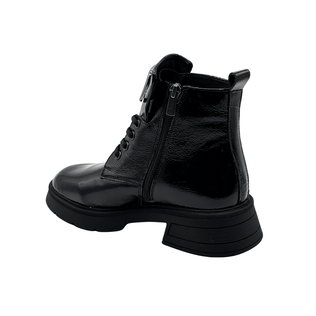 Ghete Dama din Piele Naturala, Culoare negru-lac, Cod 730 | Paul Style