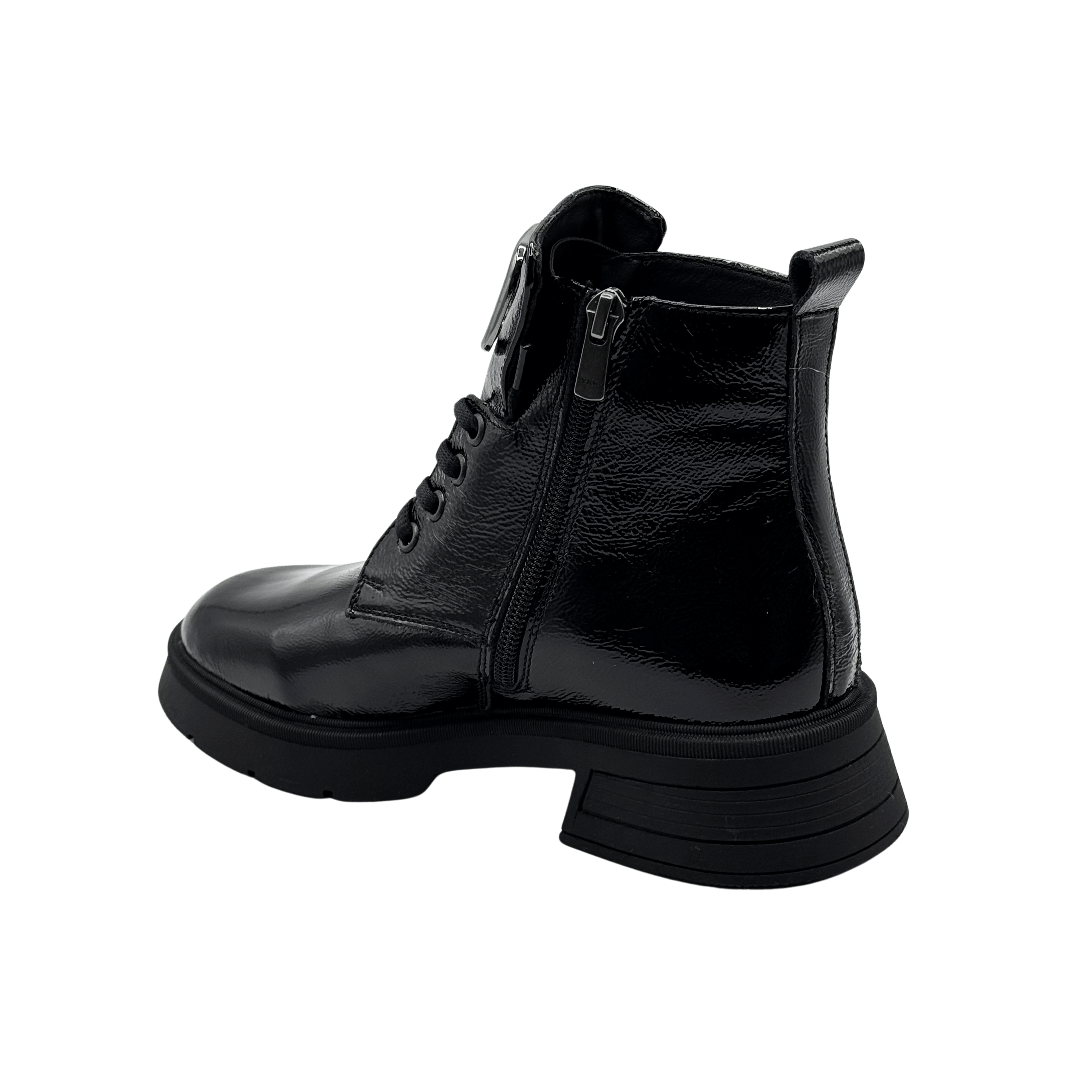 Ghete Dama din Piele Naturala, Culoare negru-lac, Cod 730 | Paul Style