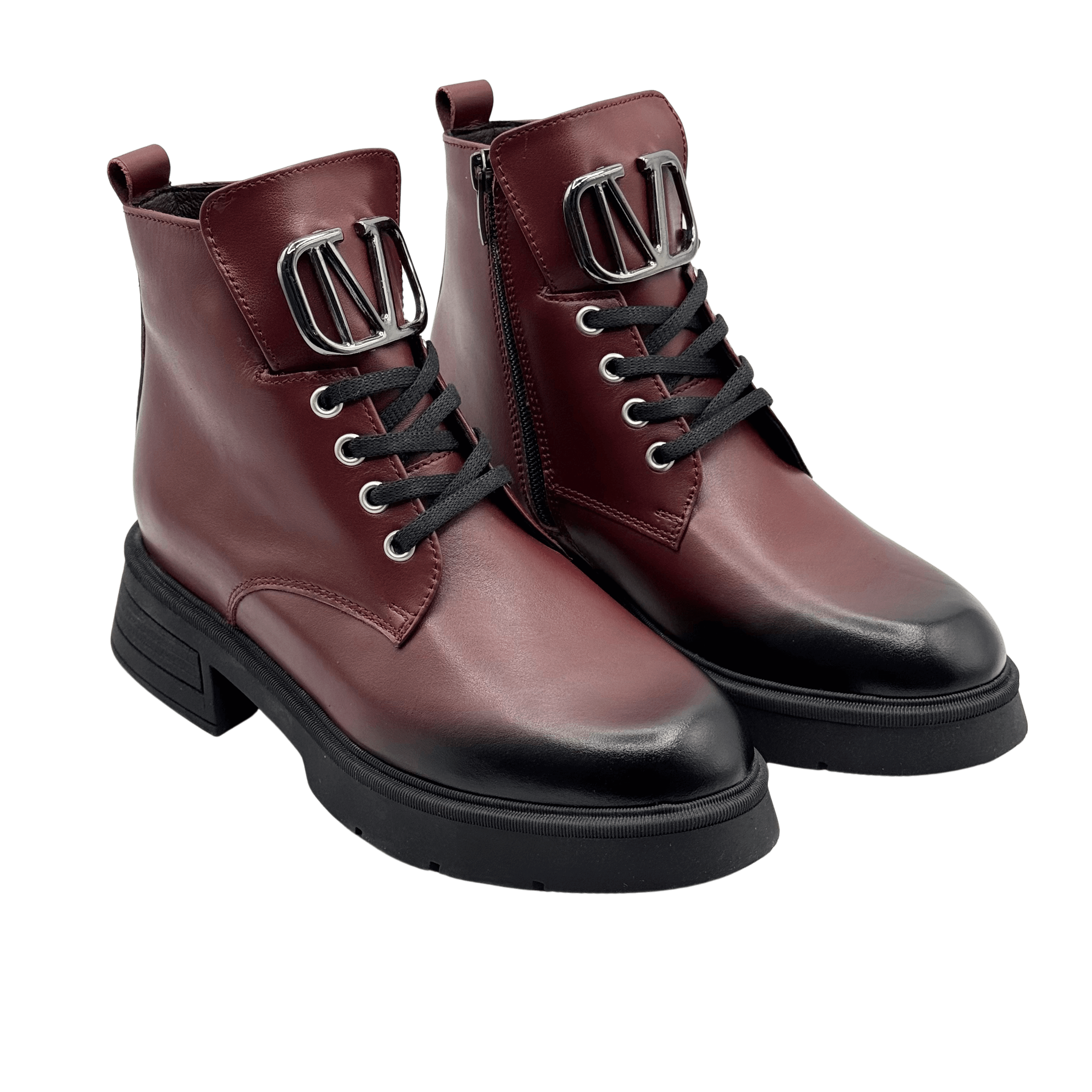 Ghete Dama din Piele Naturala, Culoare visiniu, Cod 730 | Paul Style