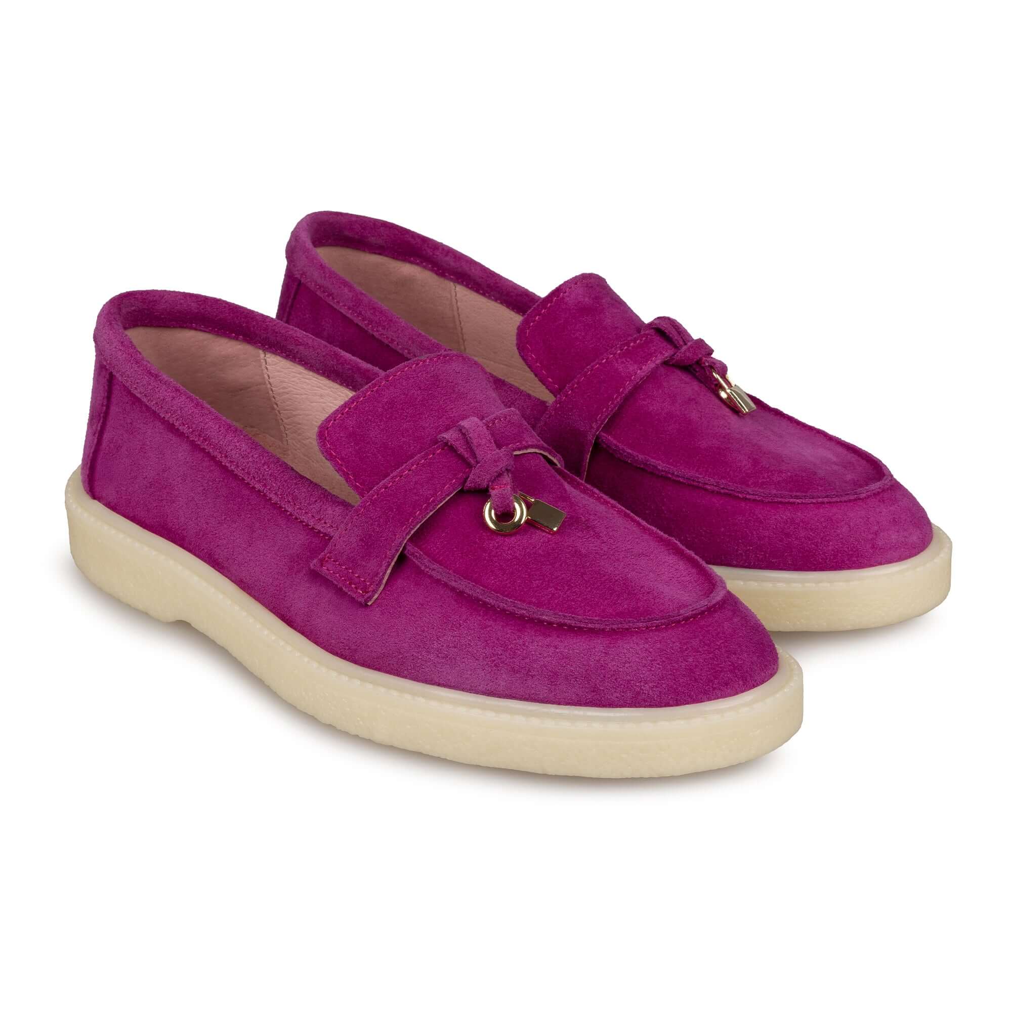 Pantofi casual dama din piele Naturala magenta Model 134 | Paul Style