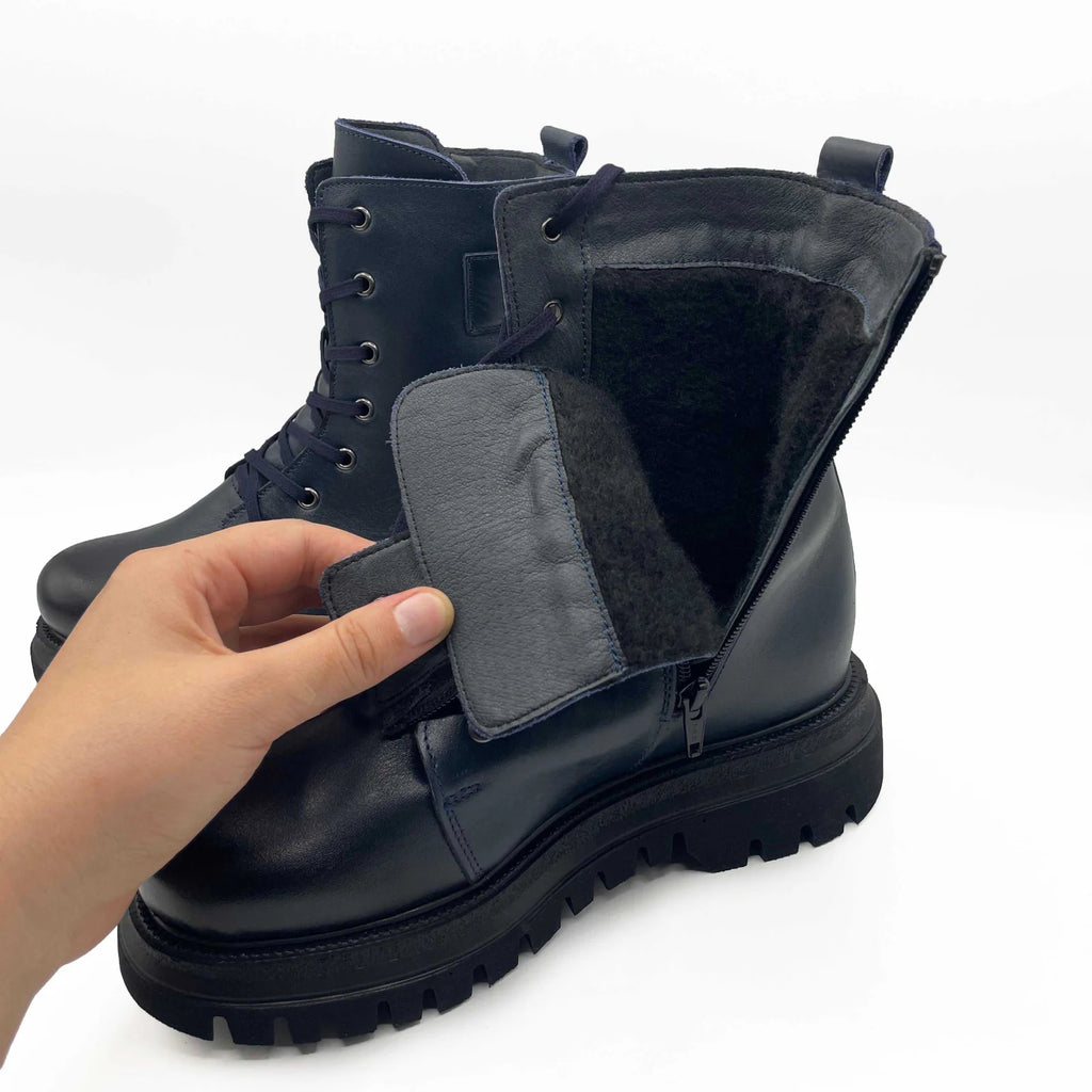 Ghete Dama din Piele Naturala, Culoare albastru, Cod 763