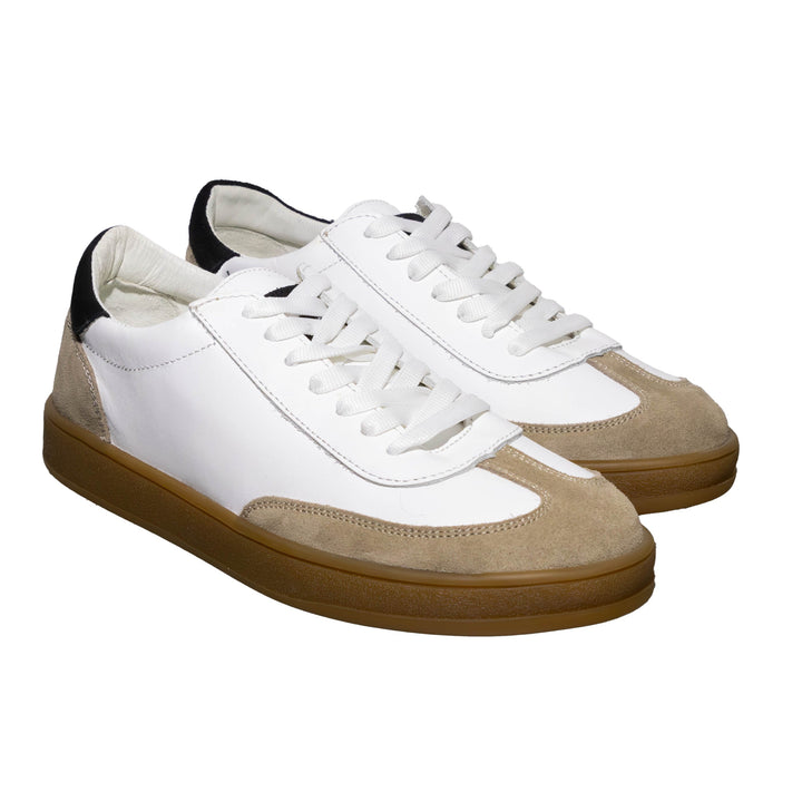 Pantofi sport alb-bej, cod 128, din piele naturala
