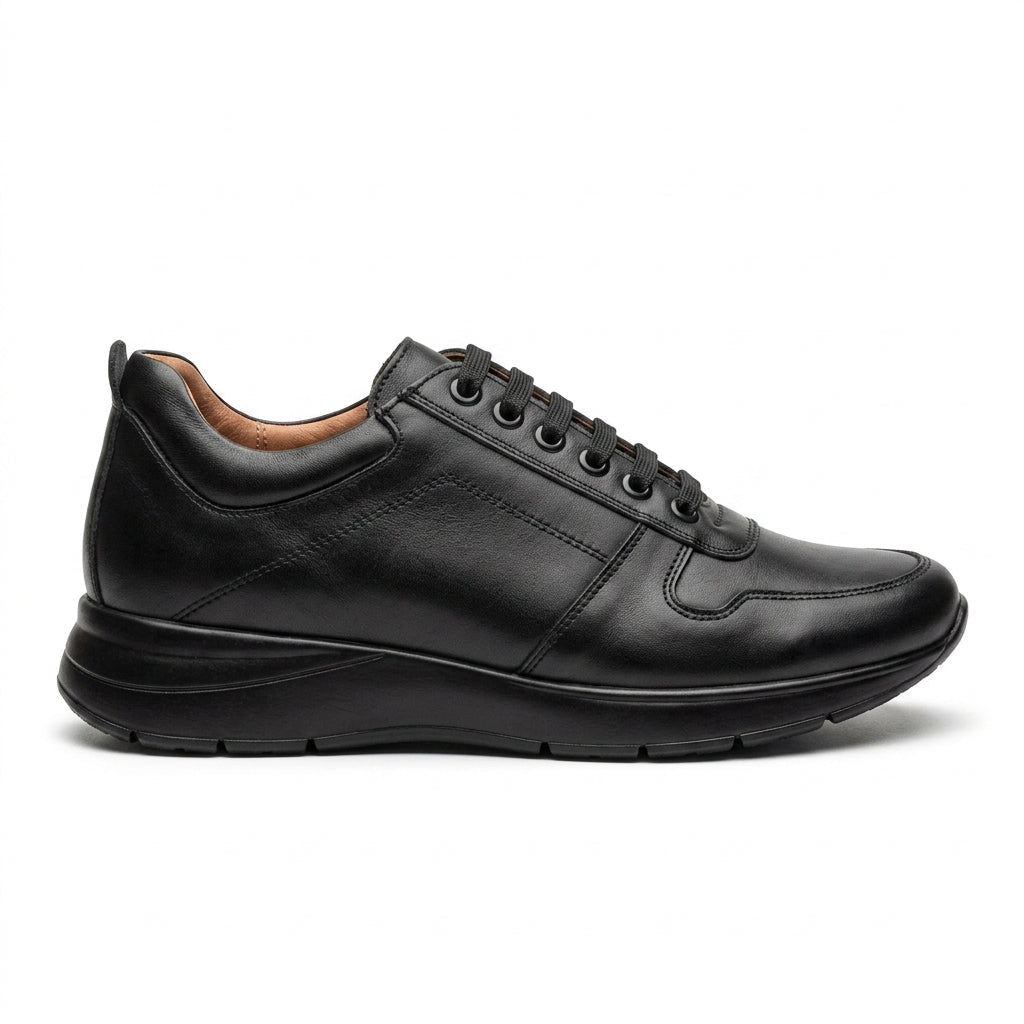 Adidasi barbati din piele naturală, A - 230, negru - Paul Style