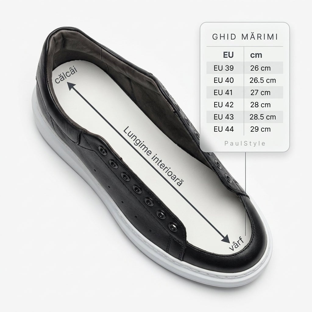 Adidasi barbati din piele naturală, A - 500 - 1, Negru - Paul Style
