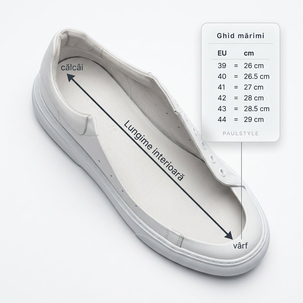 Adidasi barbati din piele naturală, A - 500, alb - Paul Style