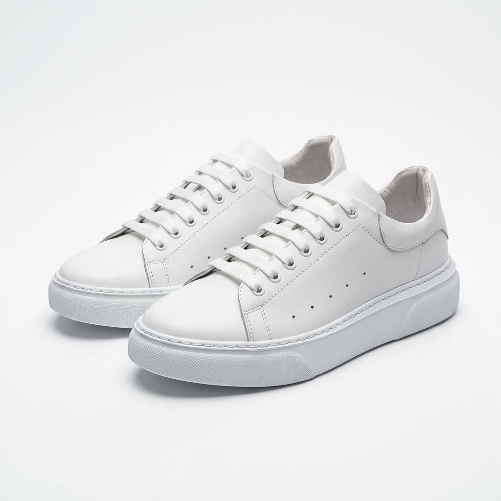 Adidasi barbati din piele naturală, A - 500, alb - Paul Style