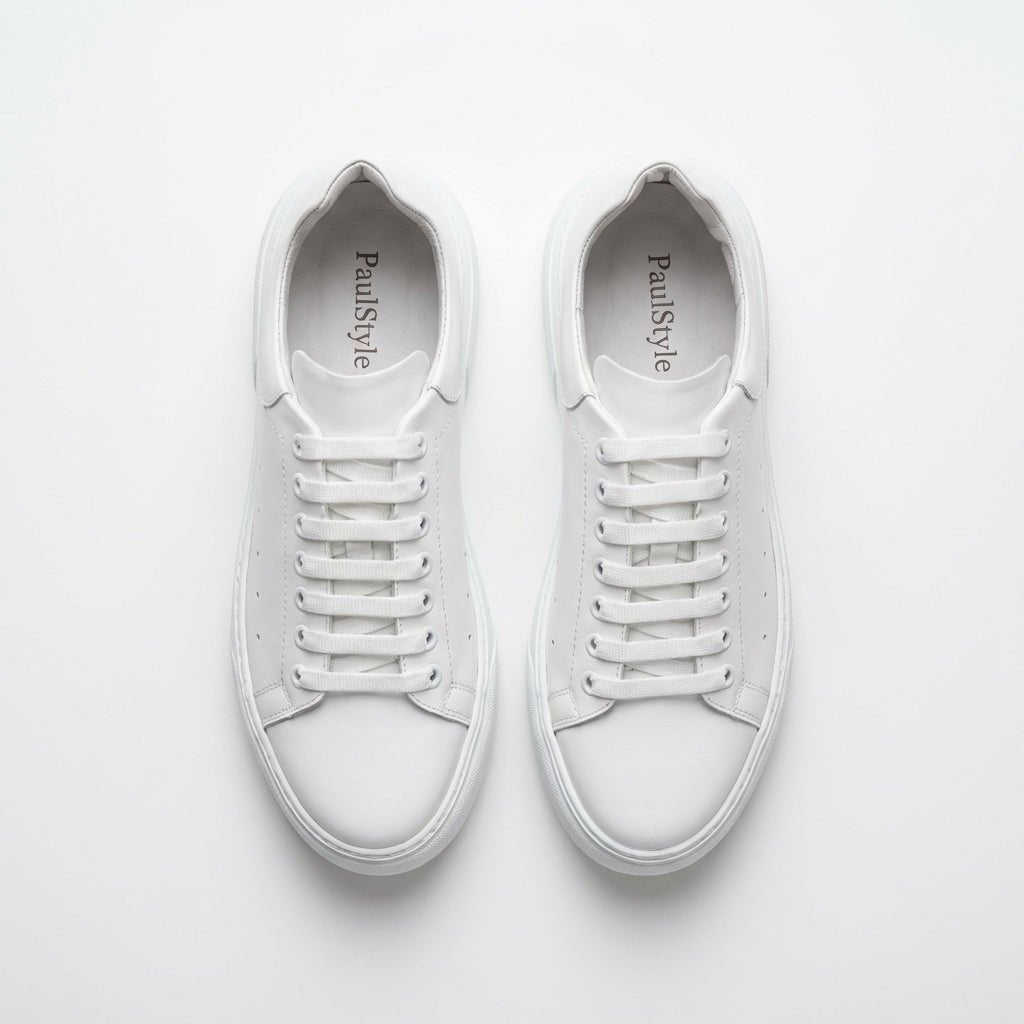 Adidasi barbati din piele naturală, A - 500, alb - Paul Style