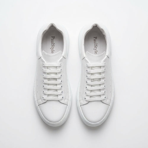 Adidasi barbati din piele naturală, A - 500, alb - Paul Style