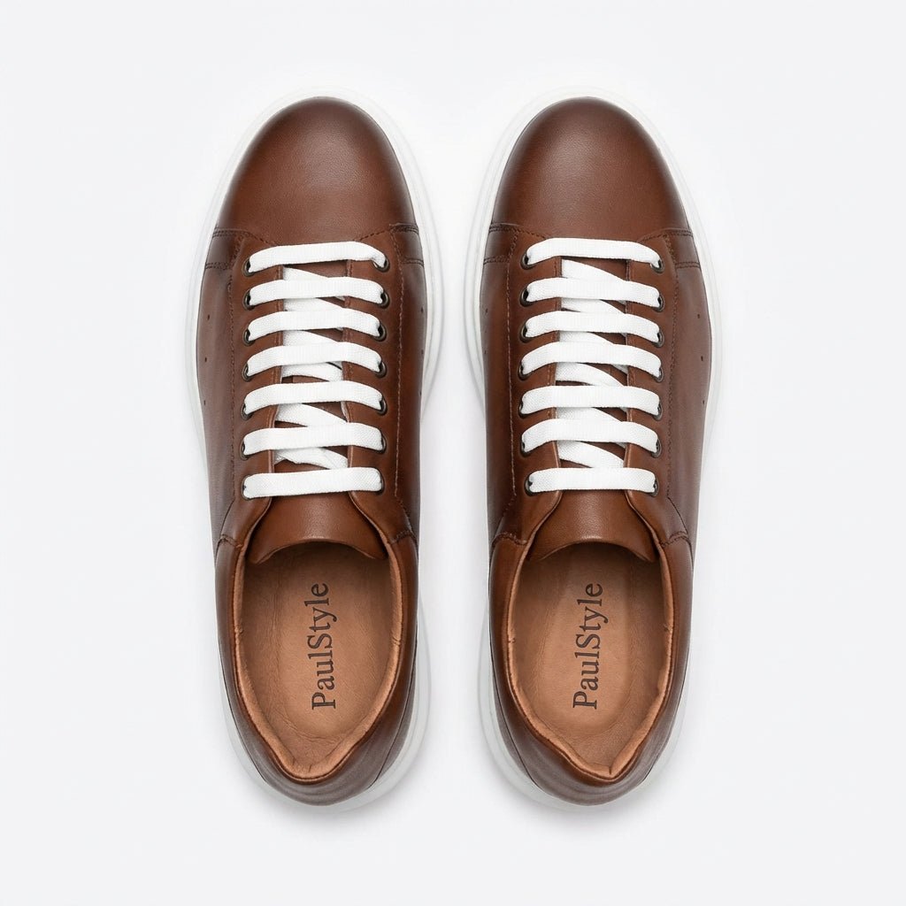 Adidasi barbati din piele naturală, A - 500, maro - Paul Style