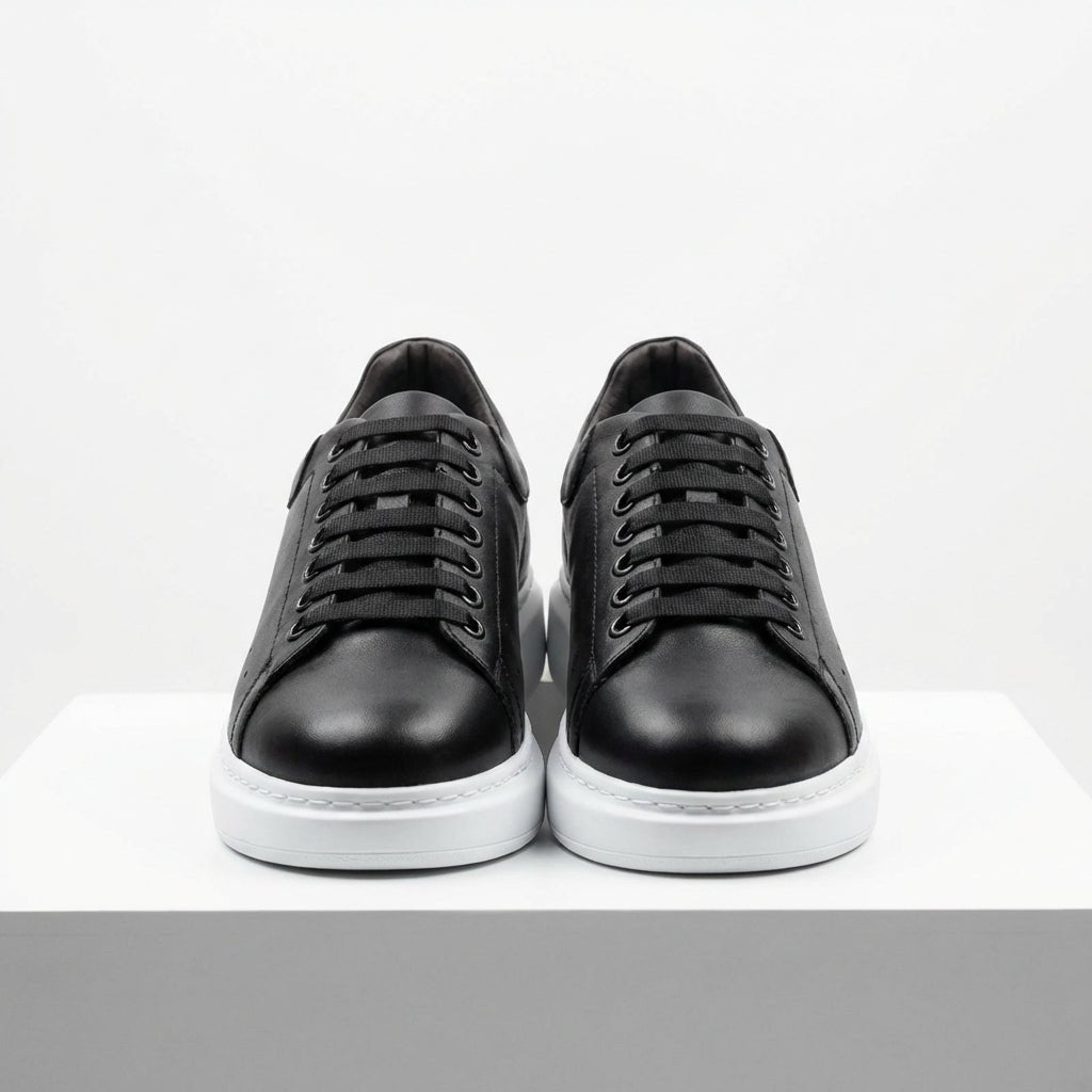 Adidasi barbati din piele naturală, A - 500, Negru - Paul Style